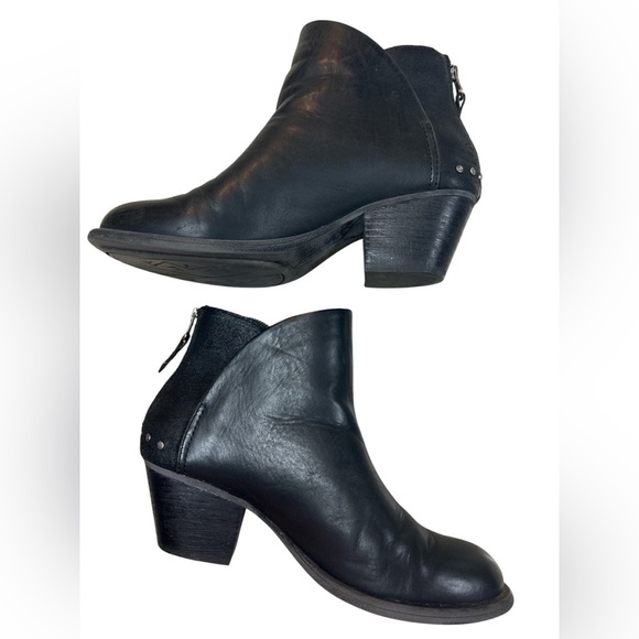 OTBT Ankle Boot Black Leather Zip Back Everyday Women’s Size 8.5 Silver Studded - Picture 3 of 9